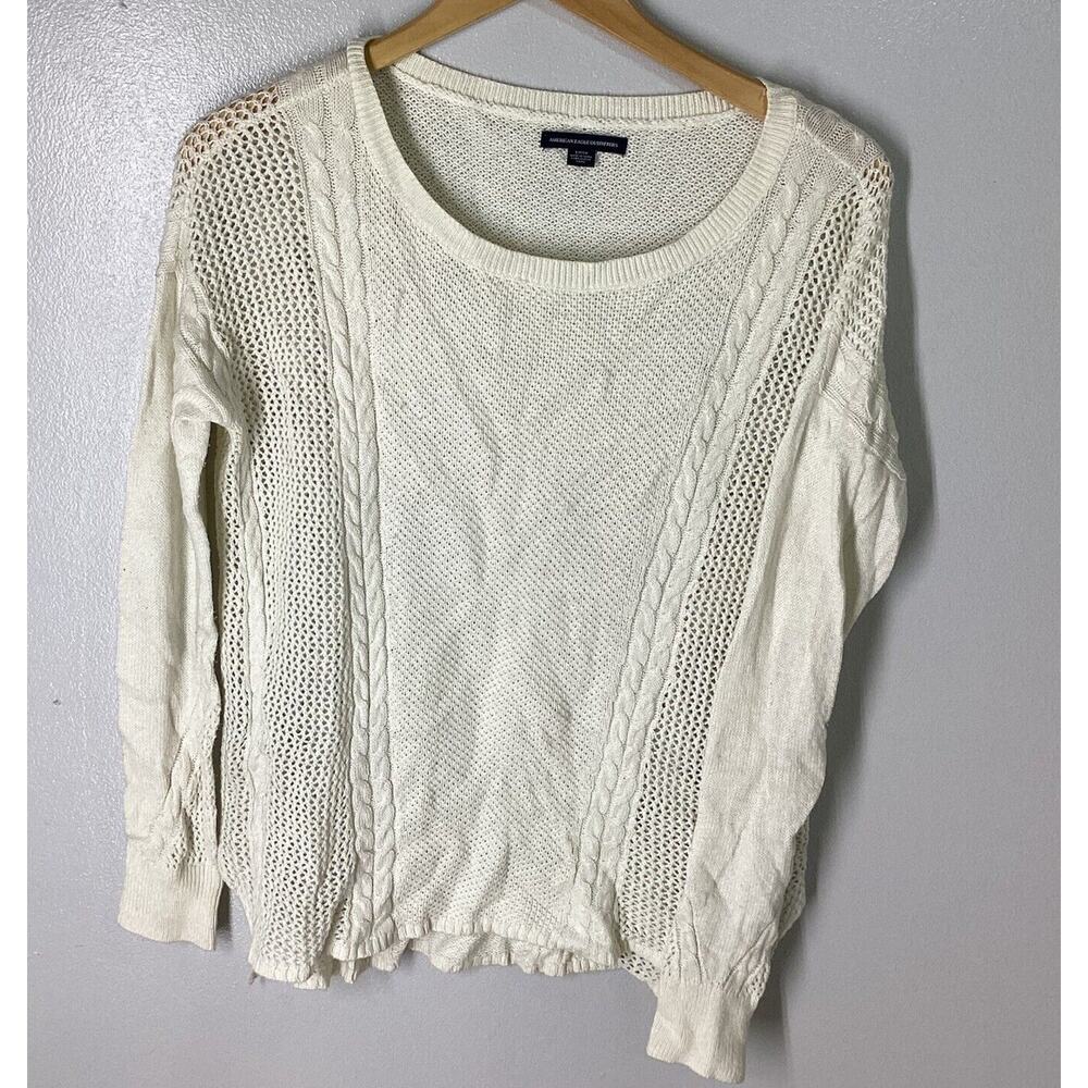 American Eagle Outfitters Knit Sweater Small Ivory Long Sleeve